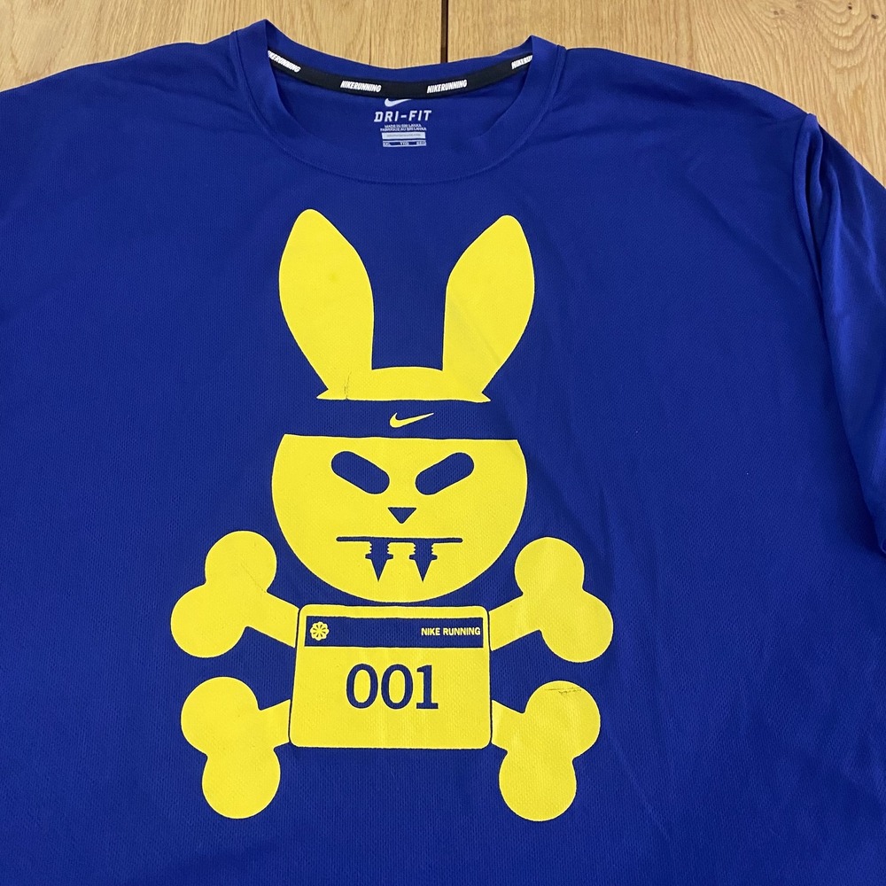 Nike running bunny performance shirt Blue Men's XXL Dry-fit Rare